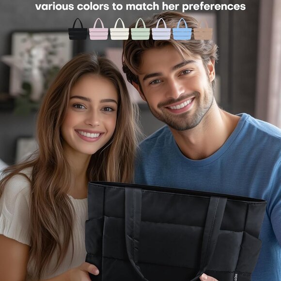 Puffer Tote Bag for Women, Nurses - Multi-Pocket Lightweight Bag for Work - Quil - Picture 6 of 6